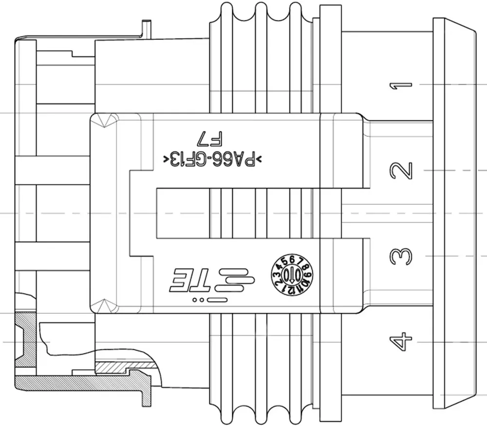 TE AMP Superseal Waterproof Automotive Cable Assembly Drawing
